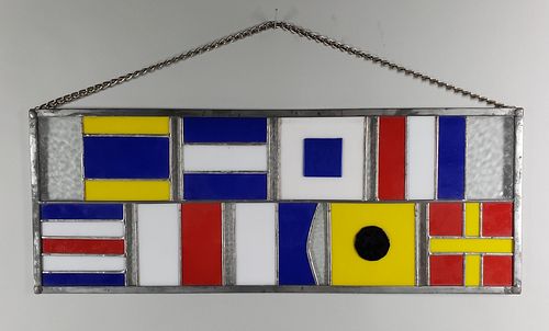 VINTAGE SIGNAL FLAG LEADED GLASS