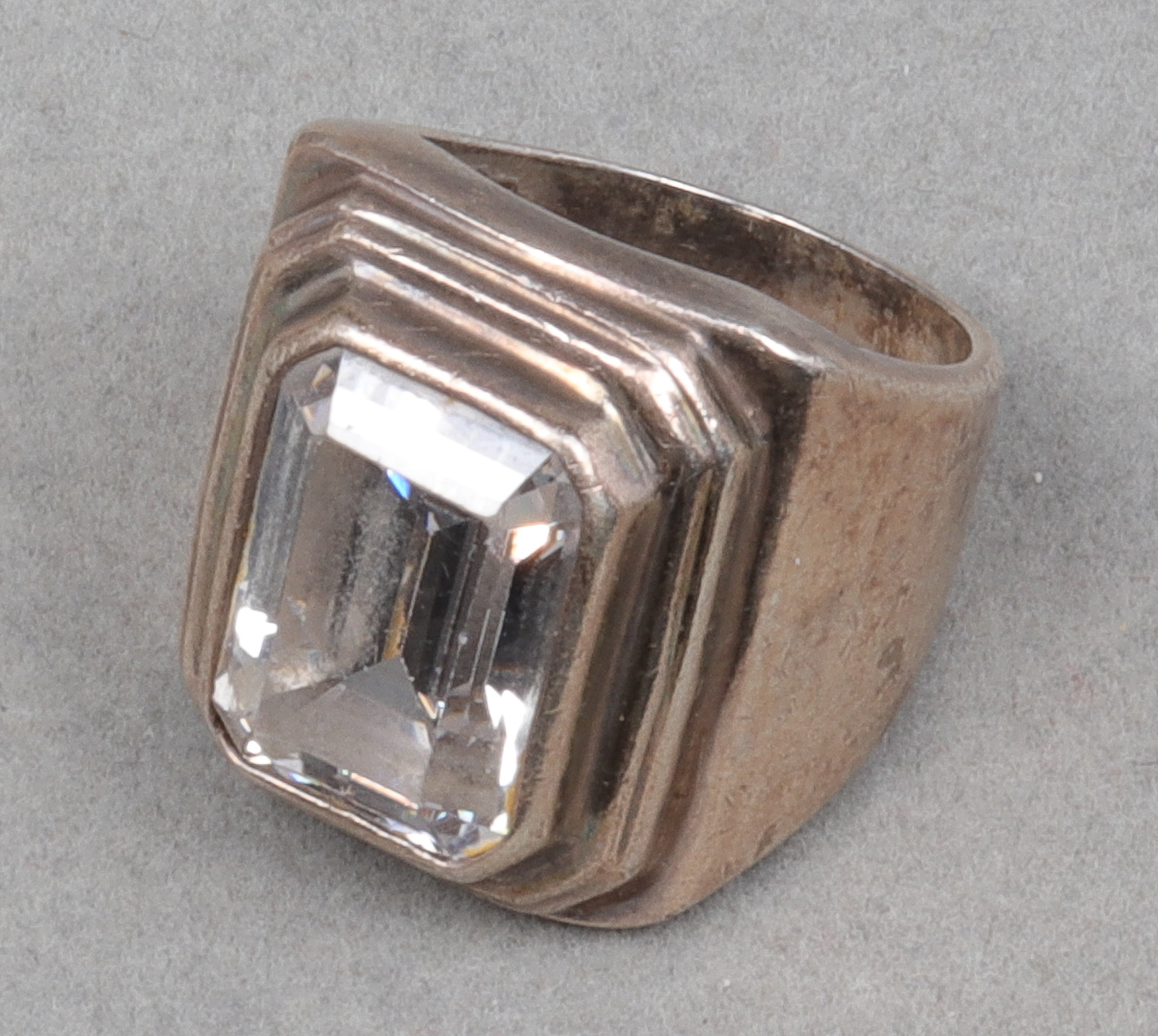 VINTAGE SILVER LARGE CUBIC ZIRCONIA