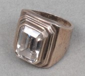 VINTAGE SILVER LARGE CUBIC ZIR