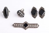 VINTAGE SILVER ONYX AND MARCAS