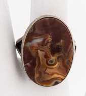 VINTAGE SILVER OVAL CARNELIAN