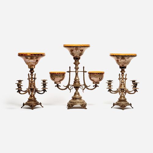VINTAGE SILVER-PLATE GARNITURE SET,