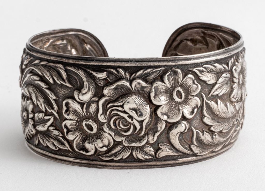 VINTAGE SILVER REPOUSSE FLORAL