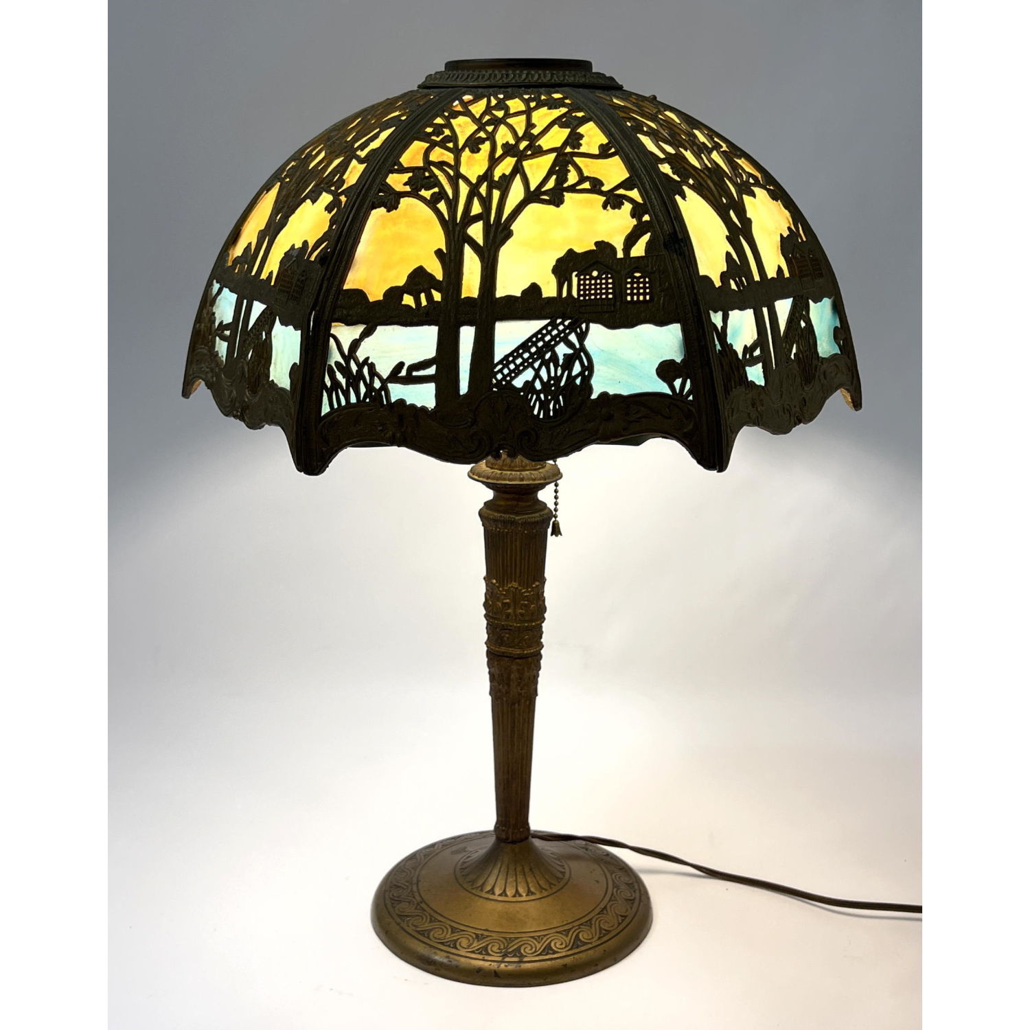 Vintage Slag Glass Landscape