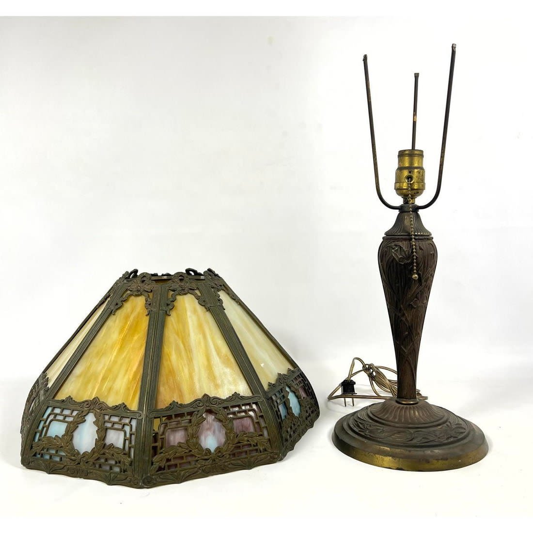 Vintage Slag Glass Shade Table