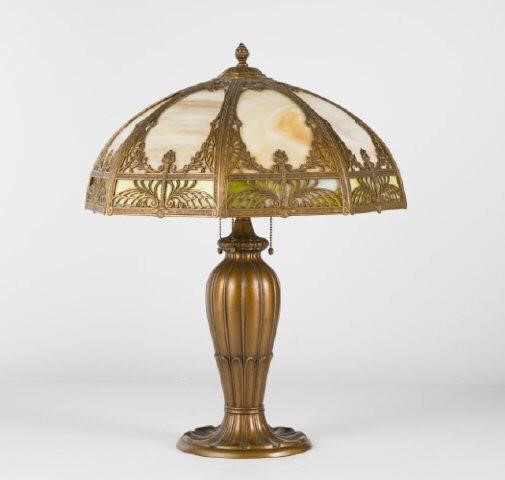 VINTAGE SLAG GLASS TABLE LAMPA