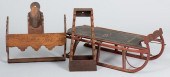 VINTAGE SNOW SLED & 2 SHELVES1