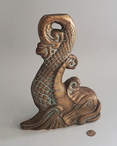 VINTAGE SOLID BRASS FIGURAL DOLPHIN