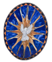 VINTAGE STAINED GLASS WINDOW W