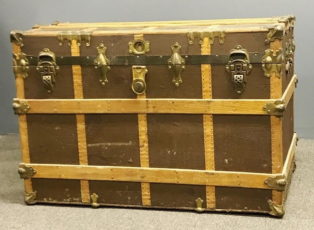 Vintage steamer trunk with wood and