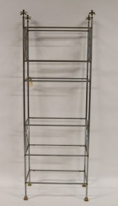 VINTAGE STEEL & BRASS ETAGERE