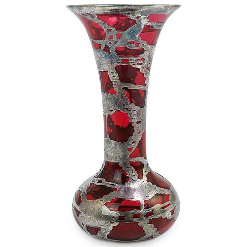 VINTAGE STERLING SILVER OVERLAY RED