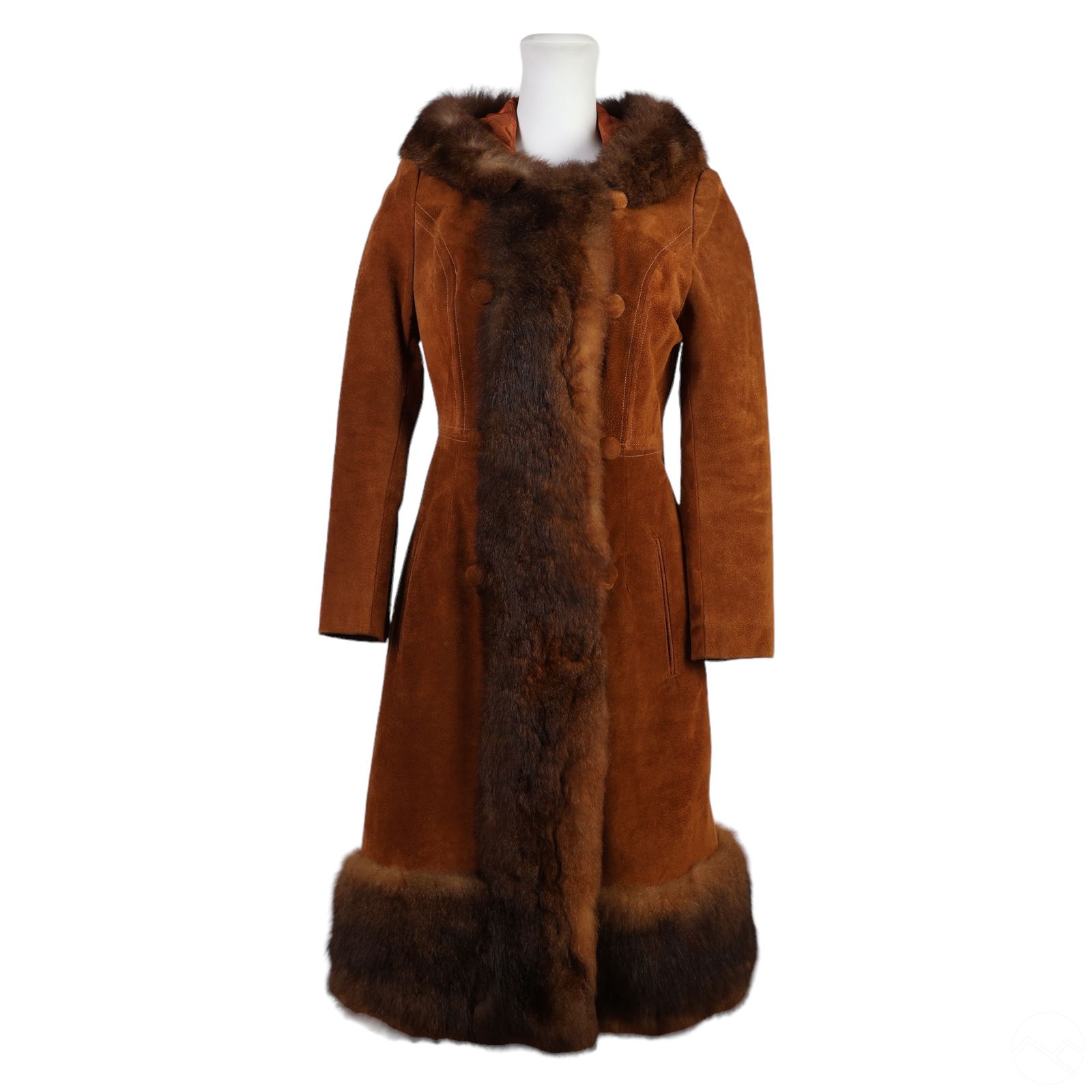 VINTAGE SUEDE & FUR TRIM LONG