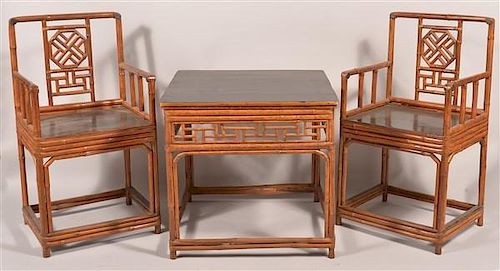 VINTAGE THREE PIECE BAMBOO CHAIR