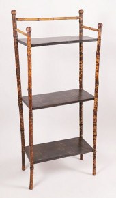 VINTAGE THREE TIER BAMBOO SHEL