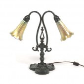 VINTAGE TIFFANY STYLE TWO-LIGH
