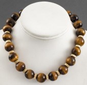 VINTAGE TIGER'S EYE & GOLD TON