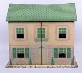 VINTAGE TIN DOLLHOUSE AND FURN