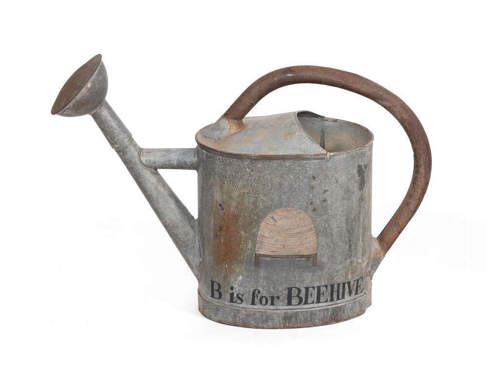 VINTAGE TIN WATERING CAN WITH