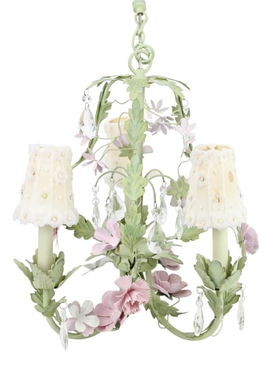 VINTAGE TOLE WROUGHT IRON & CRYSTAL