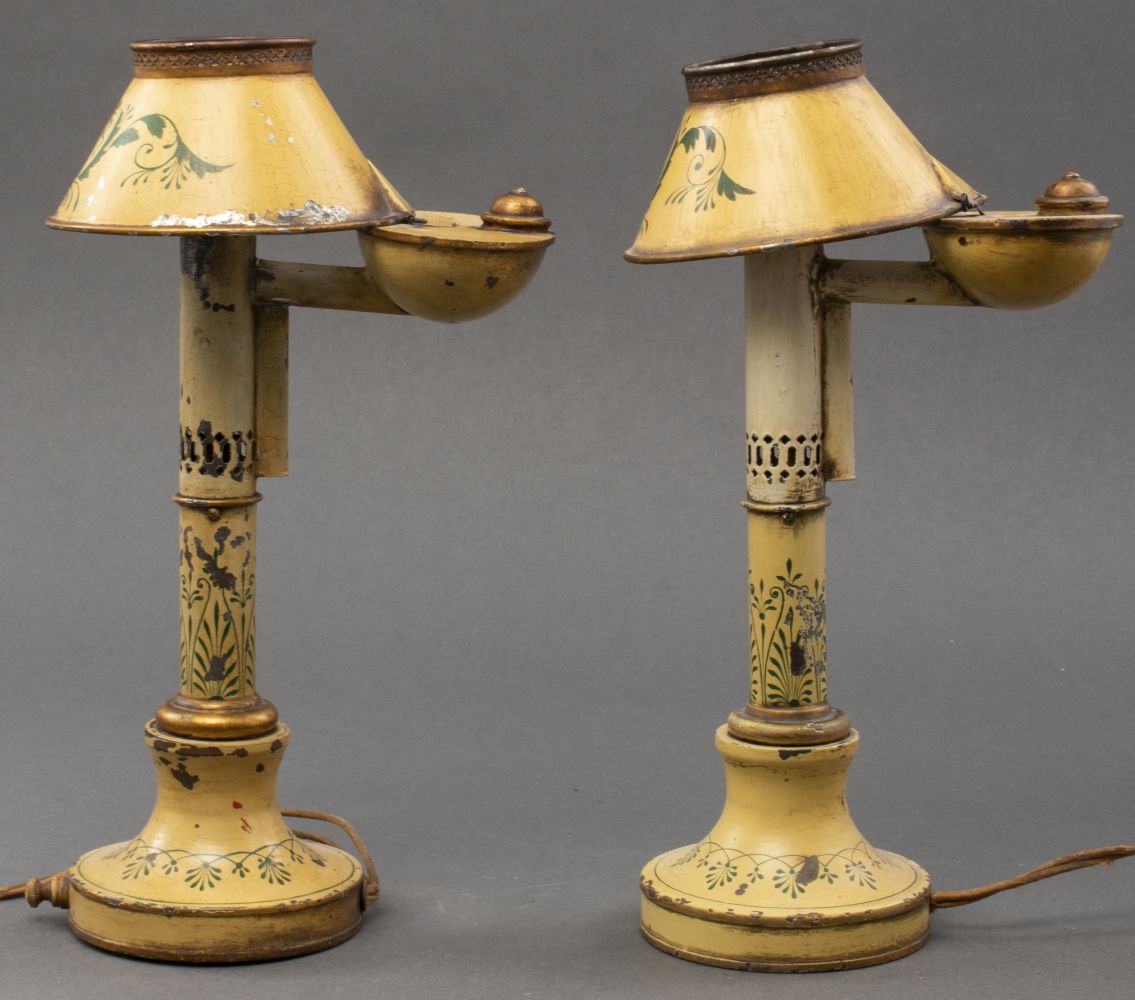 VINTAGE TOLEWARE LAMPS, PAIR