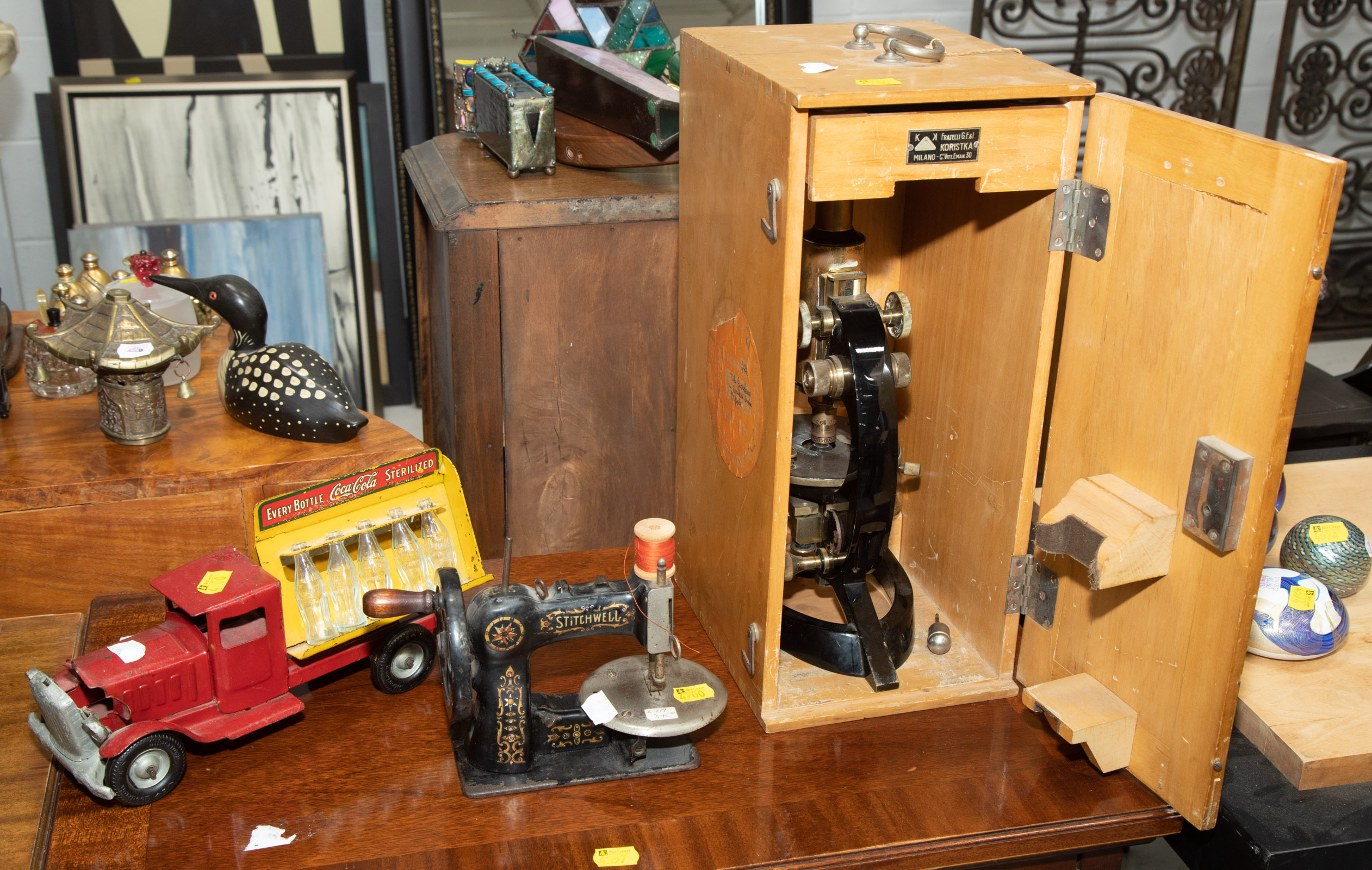 VINTAGE TOYS & A MICROSCOPE