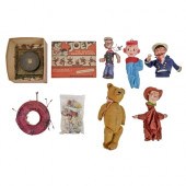 Vintage toys, including a cloc