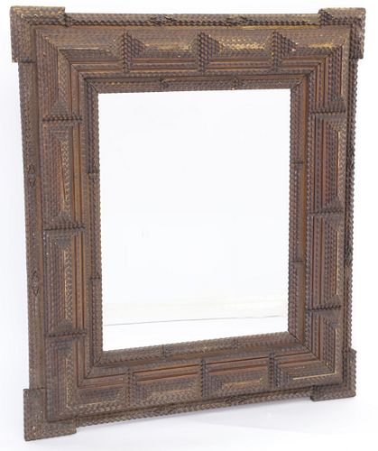 VINTAGE TRAMP ART CARVED WOOD FRAME