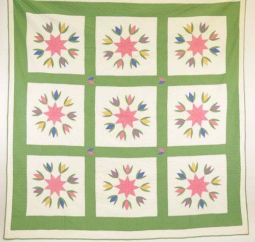 VINTAGE "TULIP STARBURST" PATCHWORK