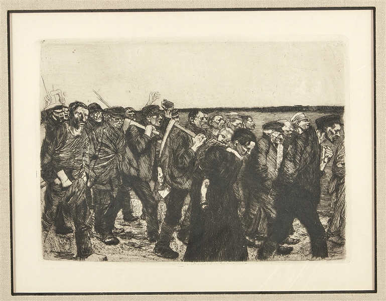 Vintage unsigned etching; 10 1/2" x