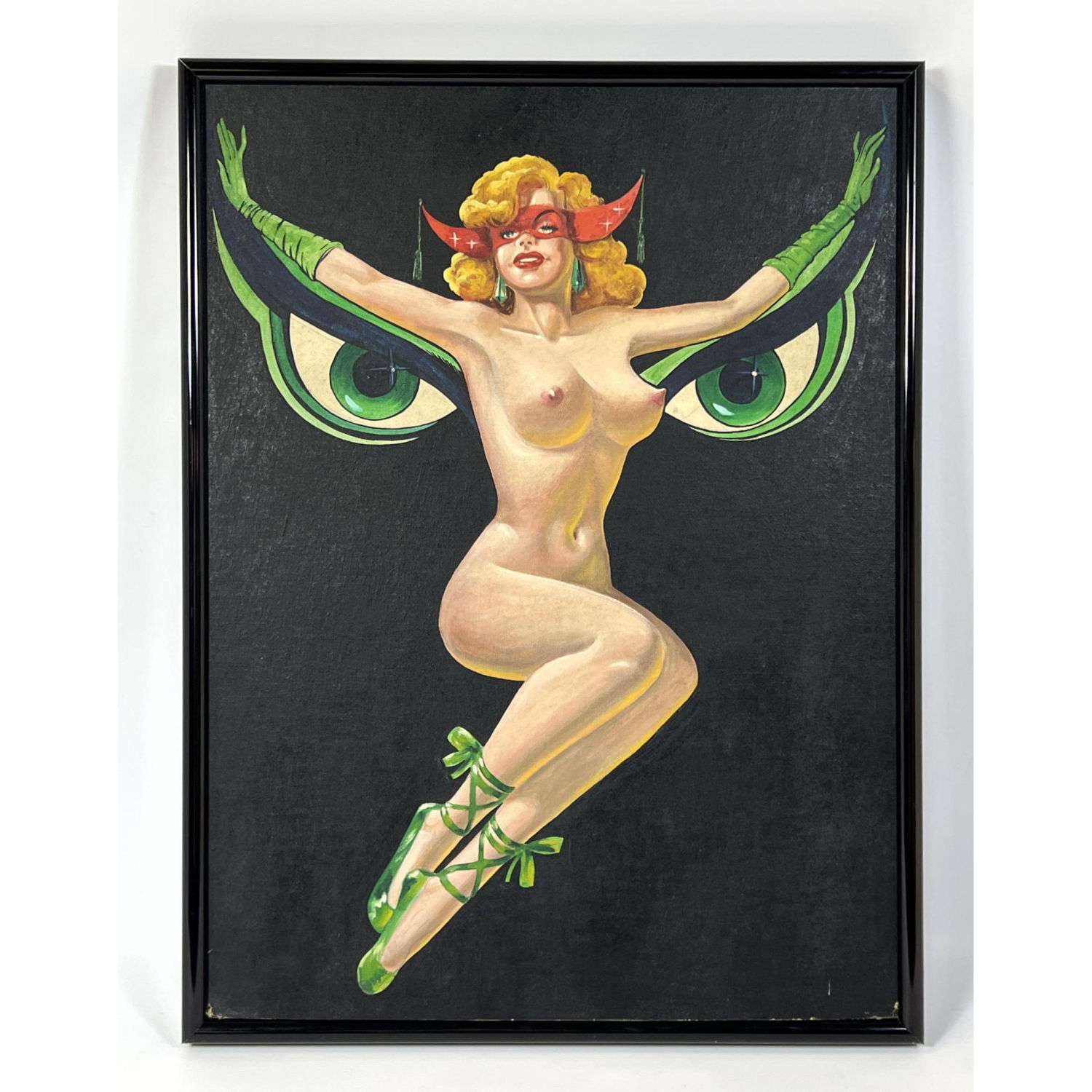 Vintage Unsigned Pinup Painting.