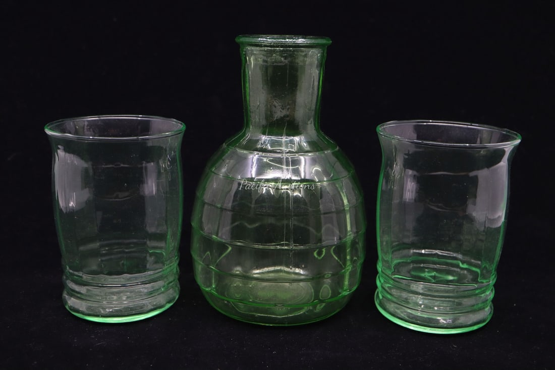 VINTAGE URANIUM GLASS CARAFE AND