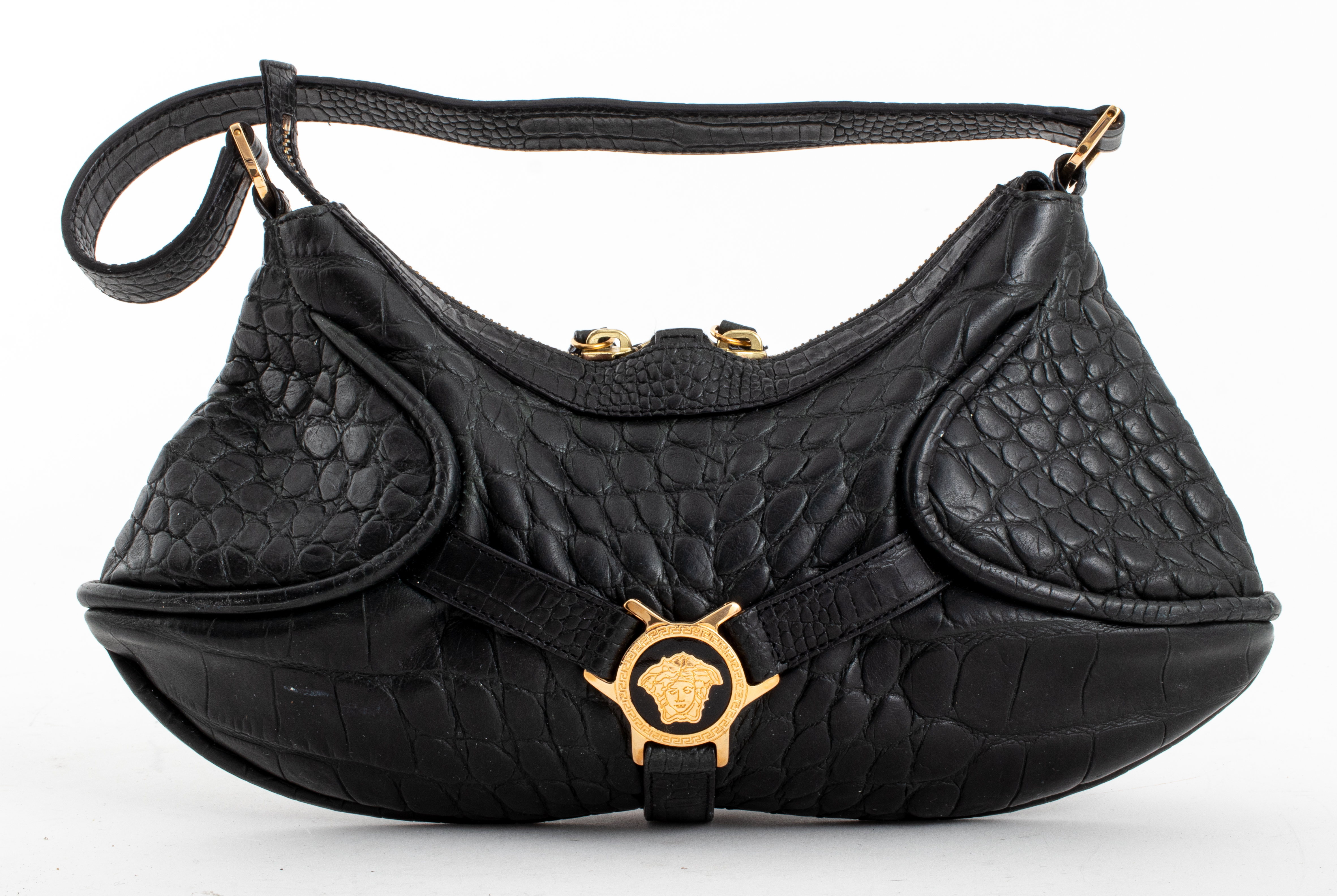 VINTAGE VERSACE BLACK CROCODILE