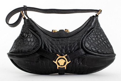 VINTAGE VERSACE BLACK CROCODILE