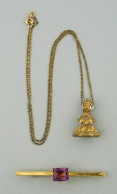 VINTAGE WATCH FOB ON CHAIN, AN