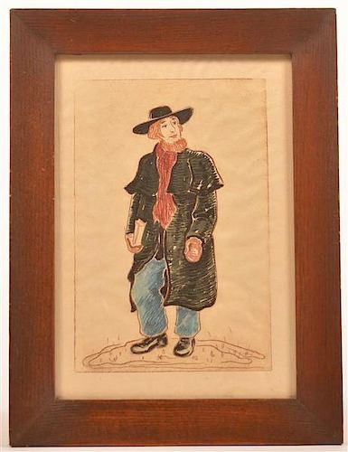 VINTAGE WATERCOLOR DRAWING OF A