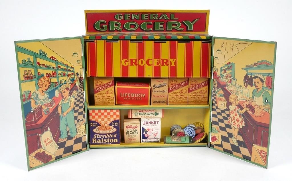 VINTAGE WOLVERINE TIN LITHO GROCERY