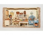 Vintage wood crate room box, v