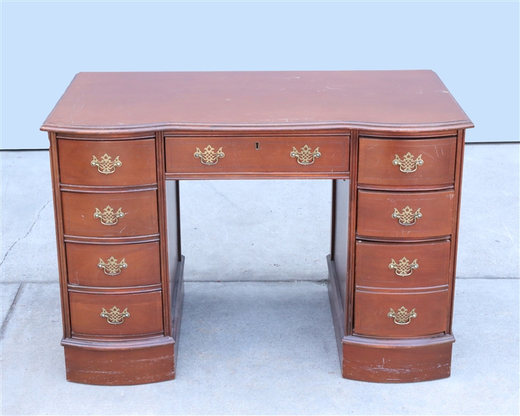 Vintage wood desk with multiple