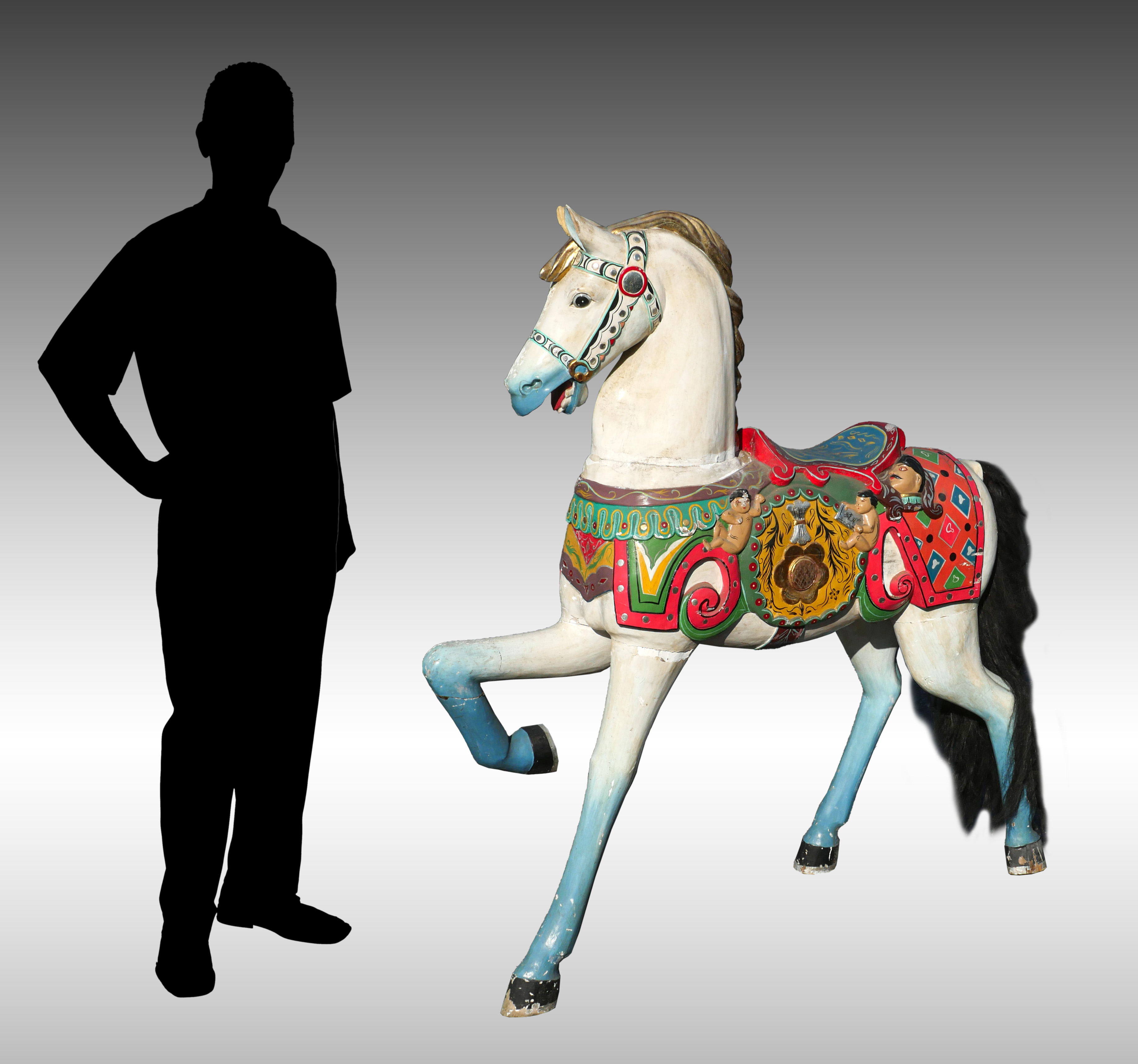 VINTAGE WOODEN CAROUSEL HORSE: