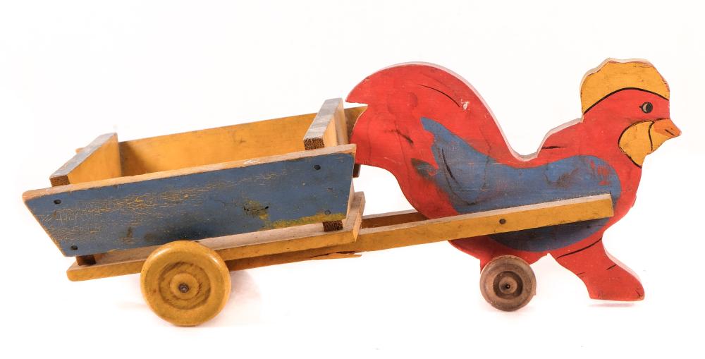 VINTAGE WOODEN PAINTED CHICKEN