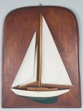 VINTAGE WOODEN SAILBOAT PLAQUE