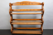 VINTAGE WOODEN SPICE RACE, 3 T