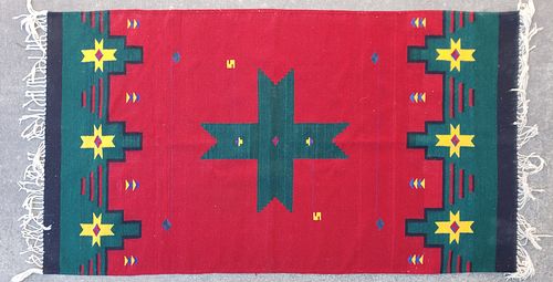 VINTAGE WOOL TRIBAL WOVEN RUG