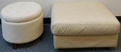 VINYL UPHOLSTERED OTTOMAN AND