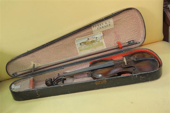 VIOLIN. Curly maple and stamped