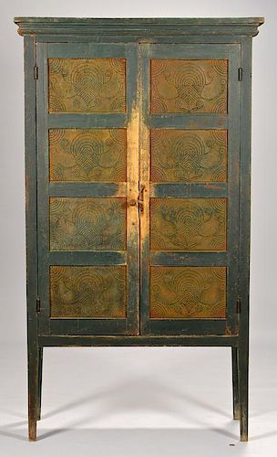 VIRGINIA GREEN PAINTED PIE SAFE,