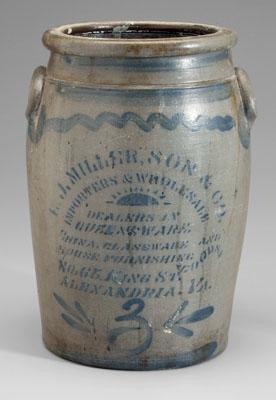 Virginia stoneware jar, wavy line