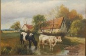 VITALLA, COWS GRAZING, OIL ON