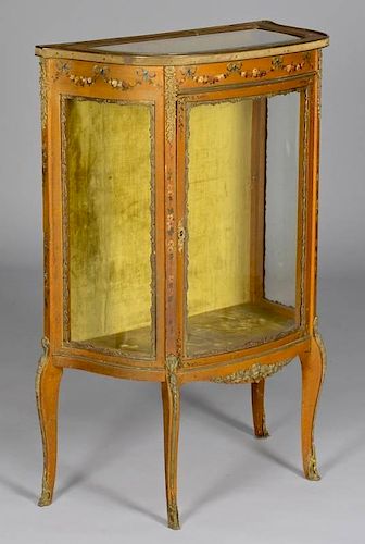 VITRINE W/ PAINTED FLORALS & ORMOLU